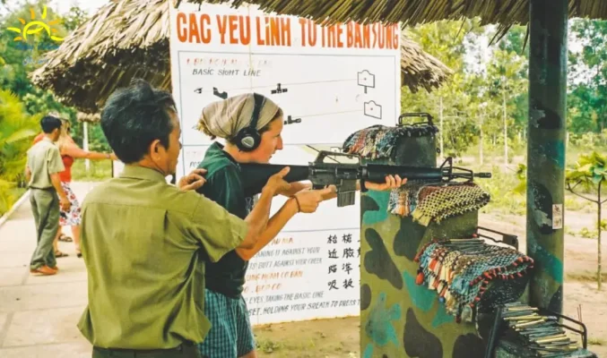 firing shots in cu chi tunnel