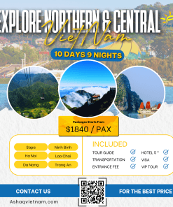 EXPLORE NORTHERN & CENTRAL VIETNAM IN 10 DAYS 9 NIGHTS HN-HL(DAY TOUR)-SP-NB-DANANG-HOIAN